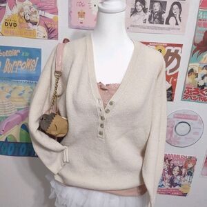Madewell Cream Button Sweater